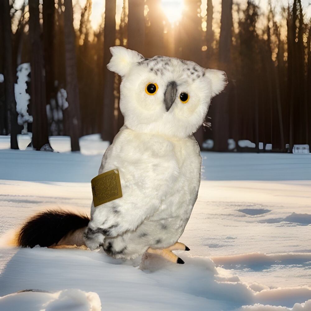 HANSA Moving Head Snow Owl Plush NWT